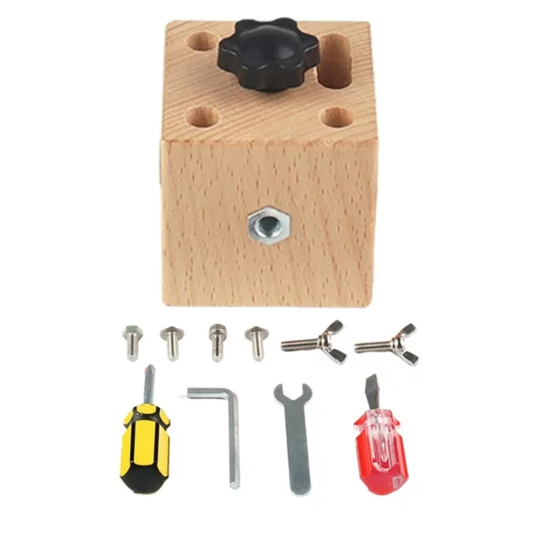 Cubo juguetes de herramientas madera montessori sensorial