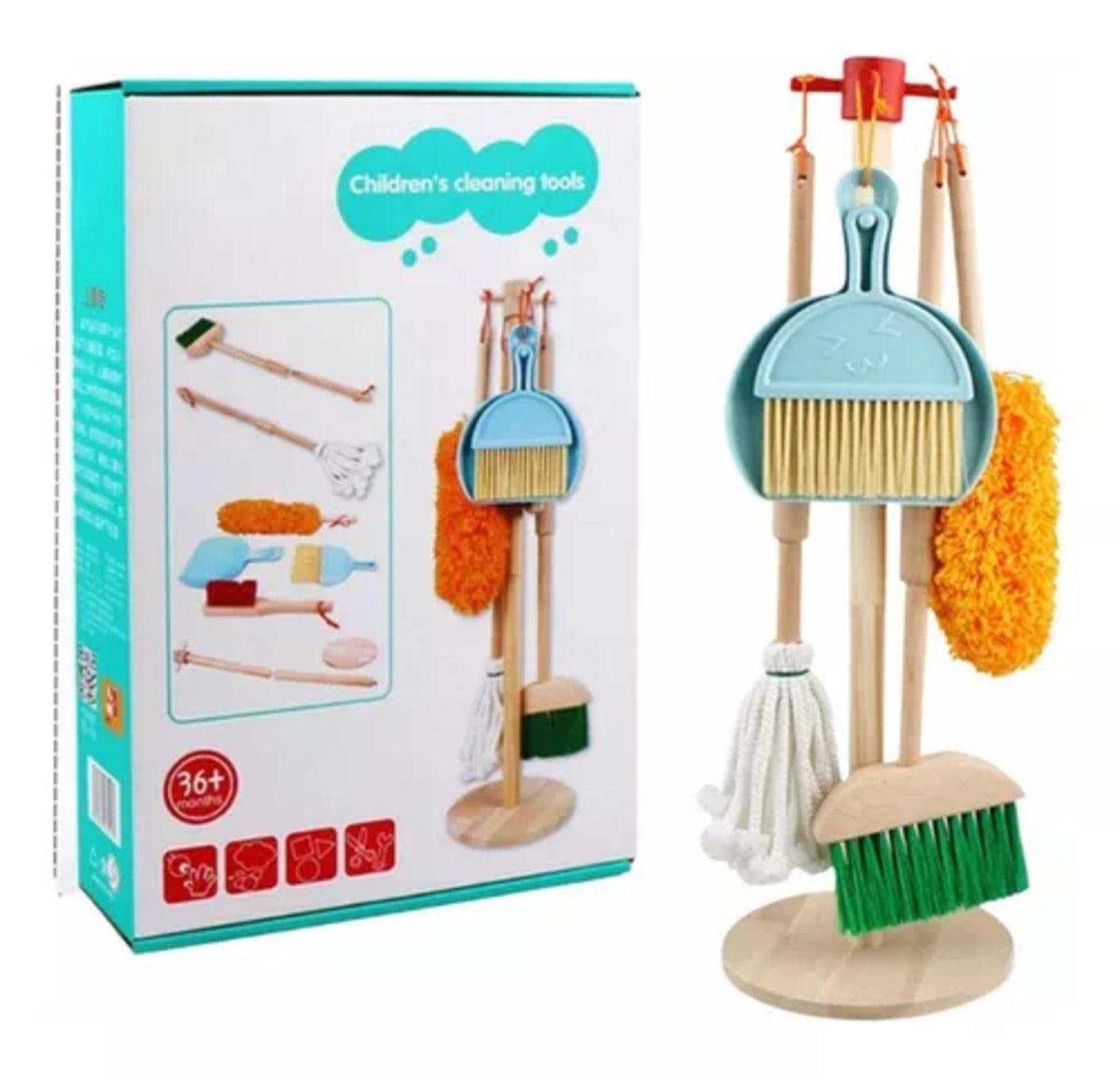 Set De Aseo Y Limpieza Juguete De Madera Para Niños
