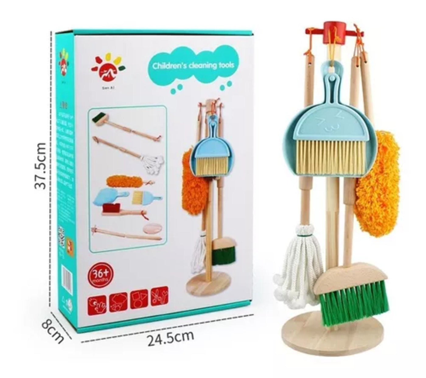 Set De Aseo Y Limpieza Juguete De Madera Para Niños