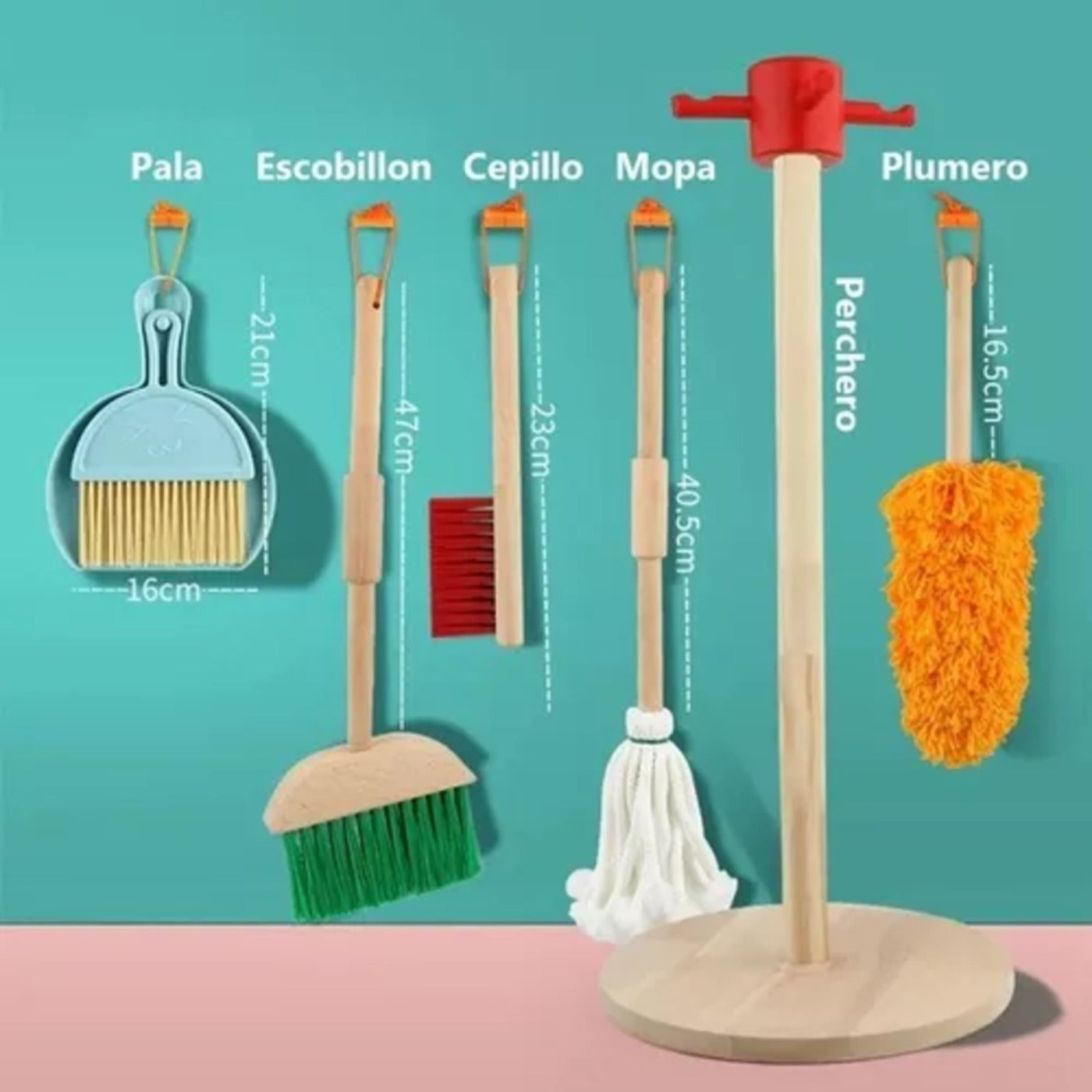 Set De Aseo Y Limpieza Juguete De Madera Para Niños