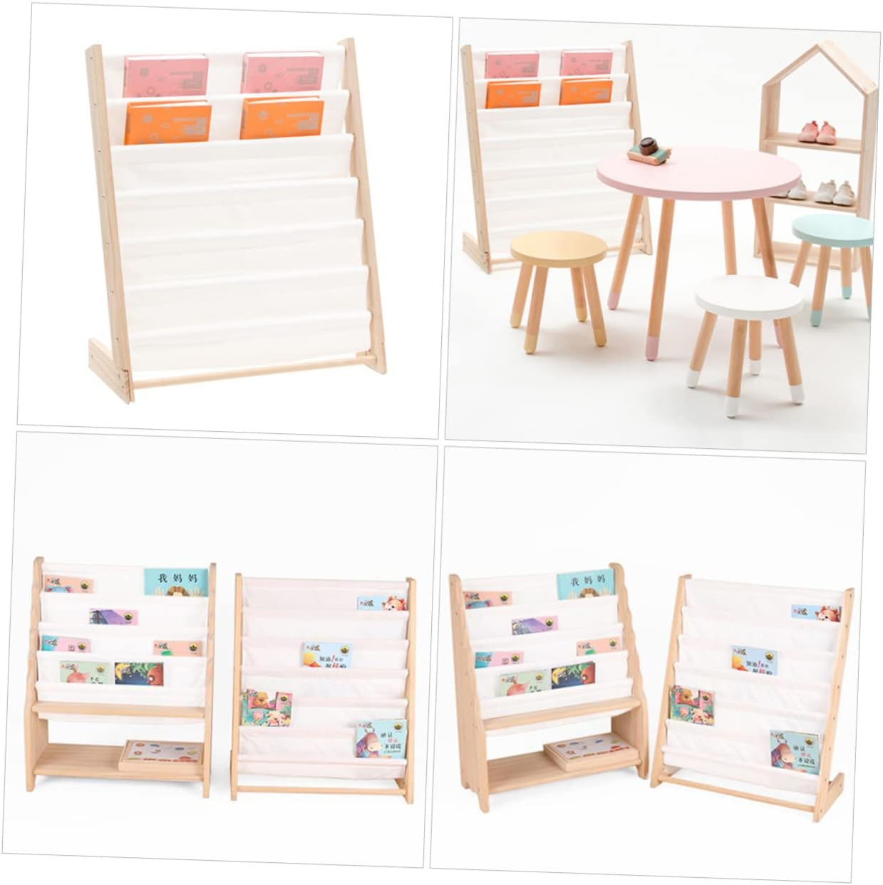 Librero Montessori Tela y Madera