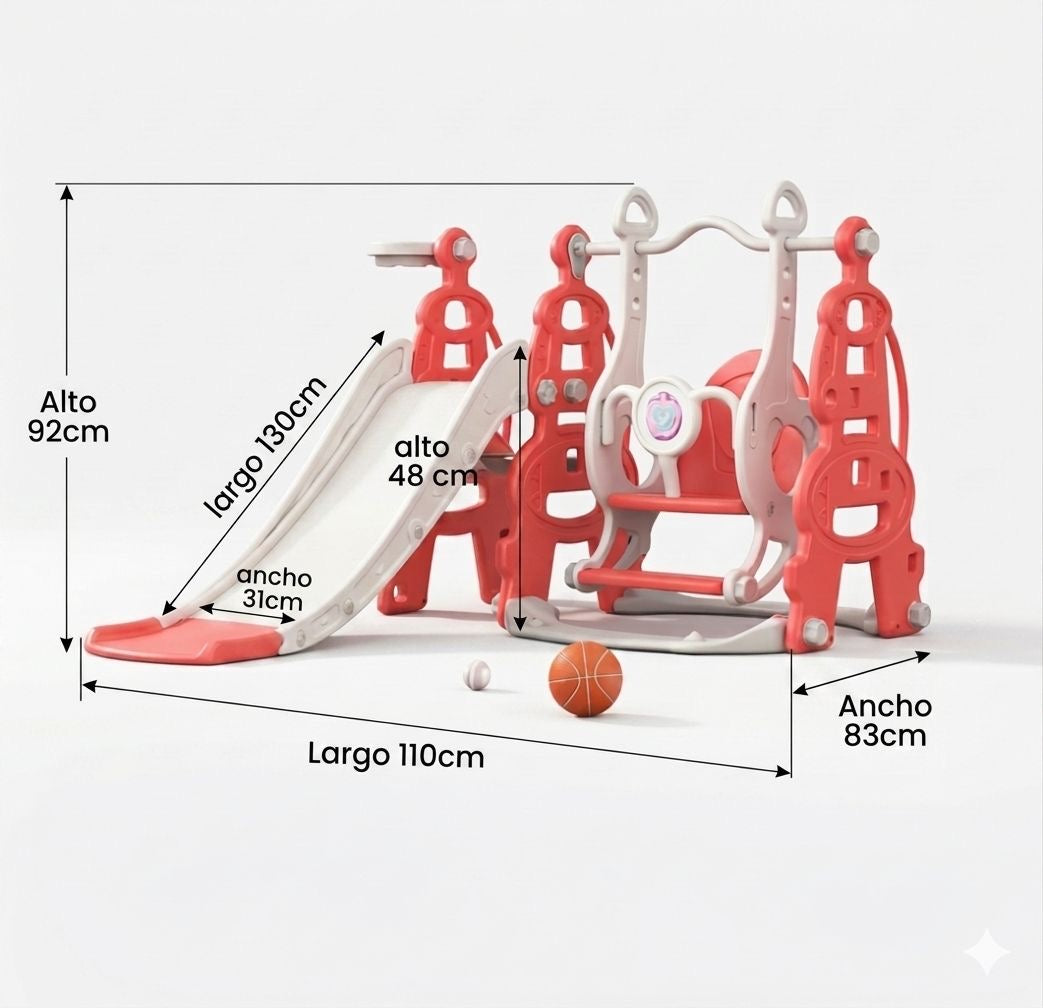Centro de Juegos 3 en 1 - Resbalin, Columpio y Básquetbol