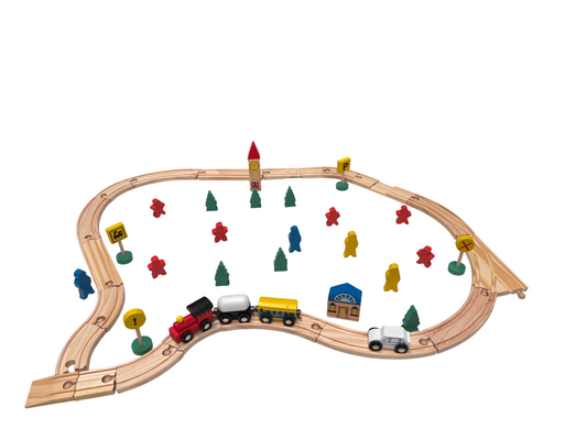 Pista de Trenes de Madera 48 piezas