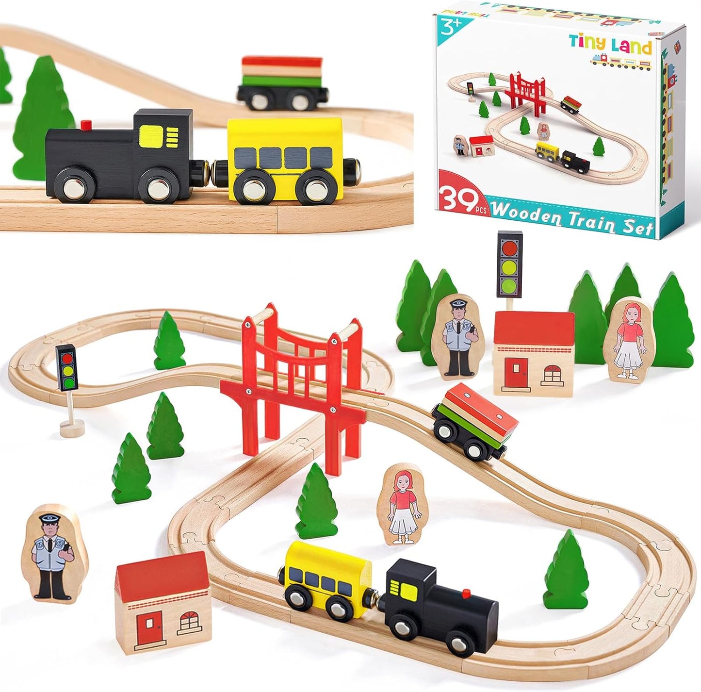Pista Tren de Madera 39 piezas