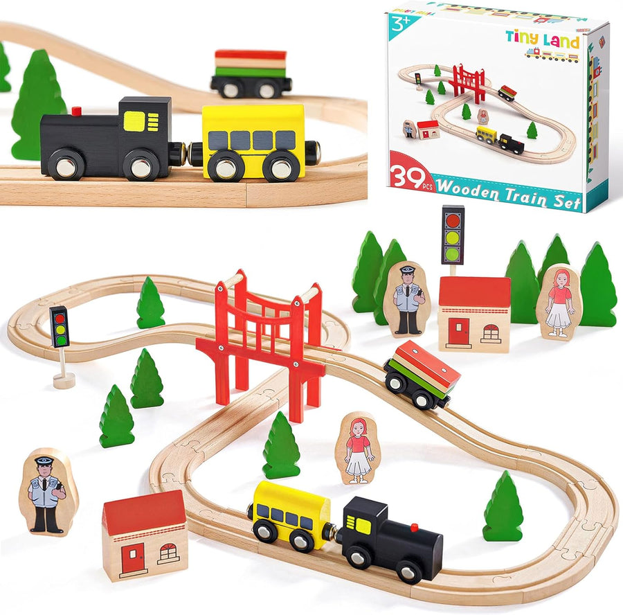 Pista Tren de Madera 39 piezas