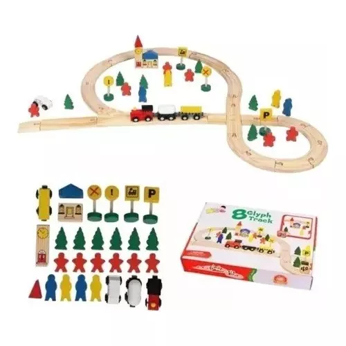 Pista de Trenes de Madera 48 piezas