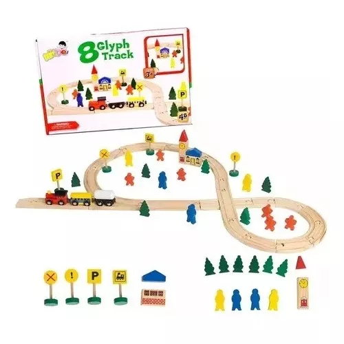 Pista de Trenes de Madera 48 piezas